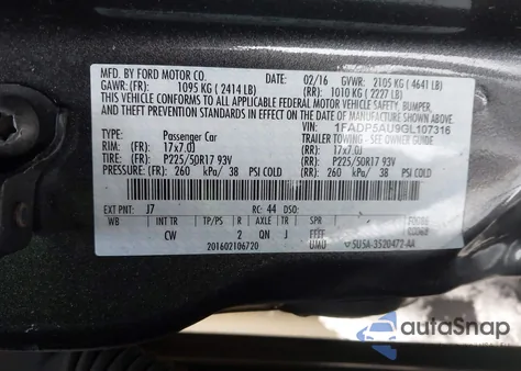 2016 Ford C-Max Hybrid Se from USA, damaged, VIN 1FADP5AU9GL107316